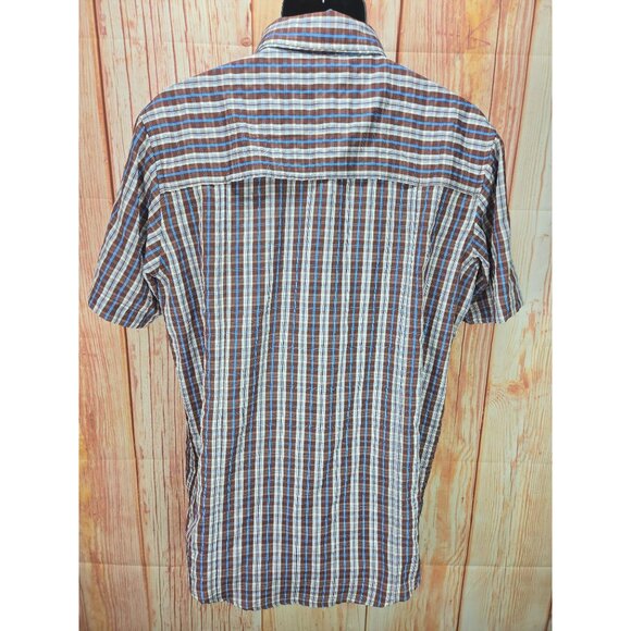 Exofficio Mens Plaid Button-Down Short Sleeve Shirt Medium Brown - Picture 2 of 8